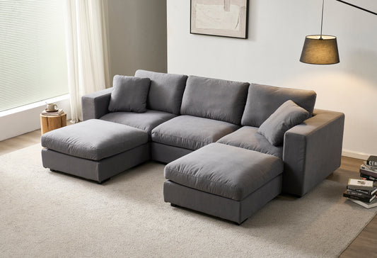 Modular U-Shape Set with 2 Ottomans