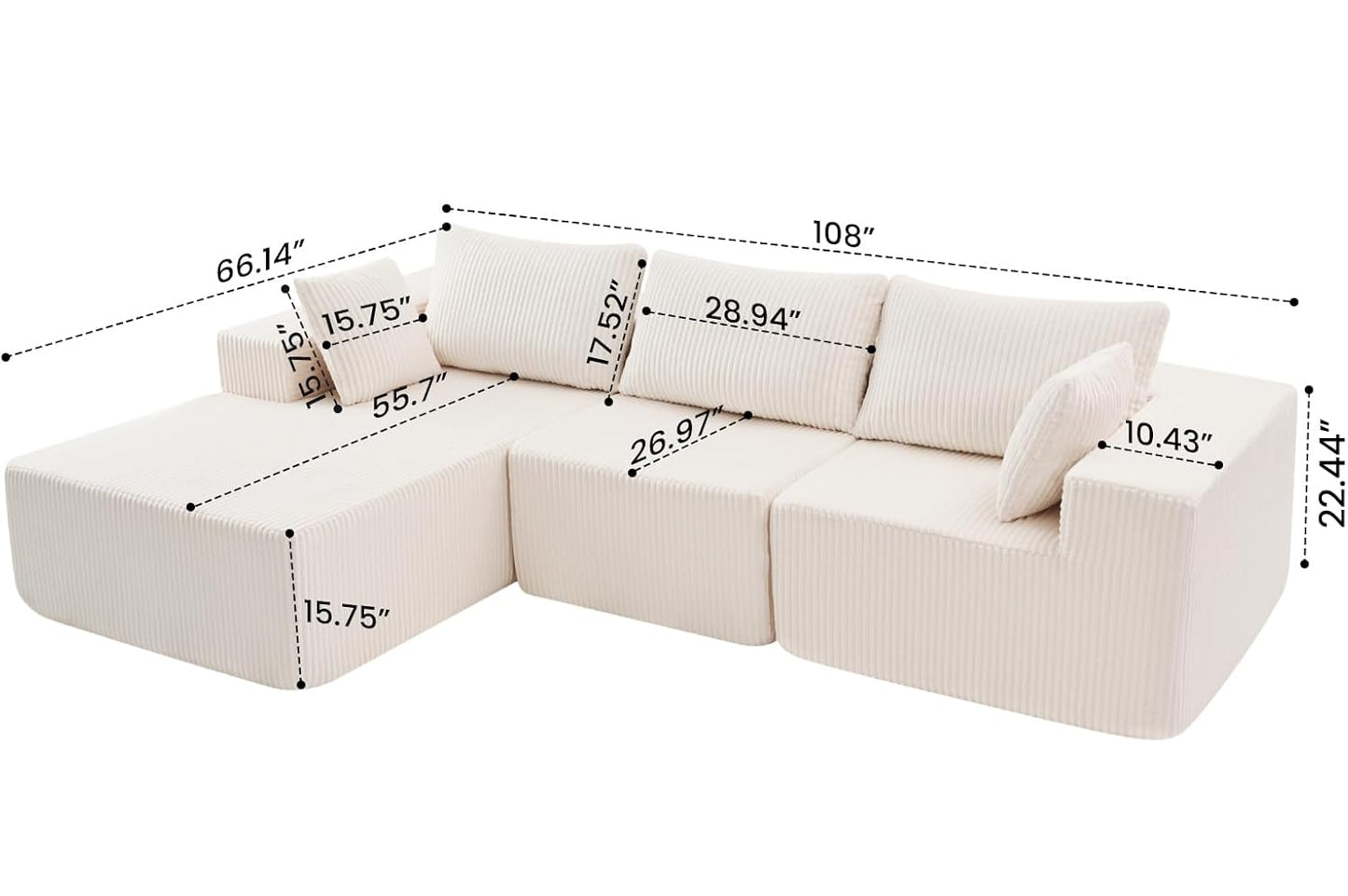 Boneless Sectional - Left Facing Chaise